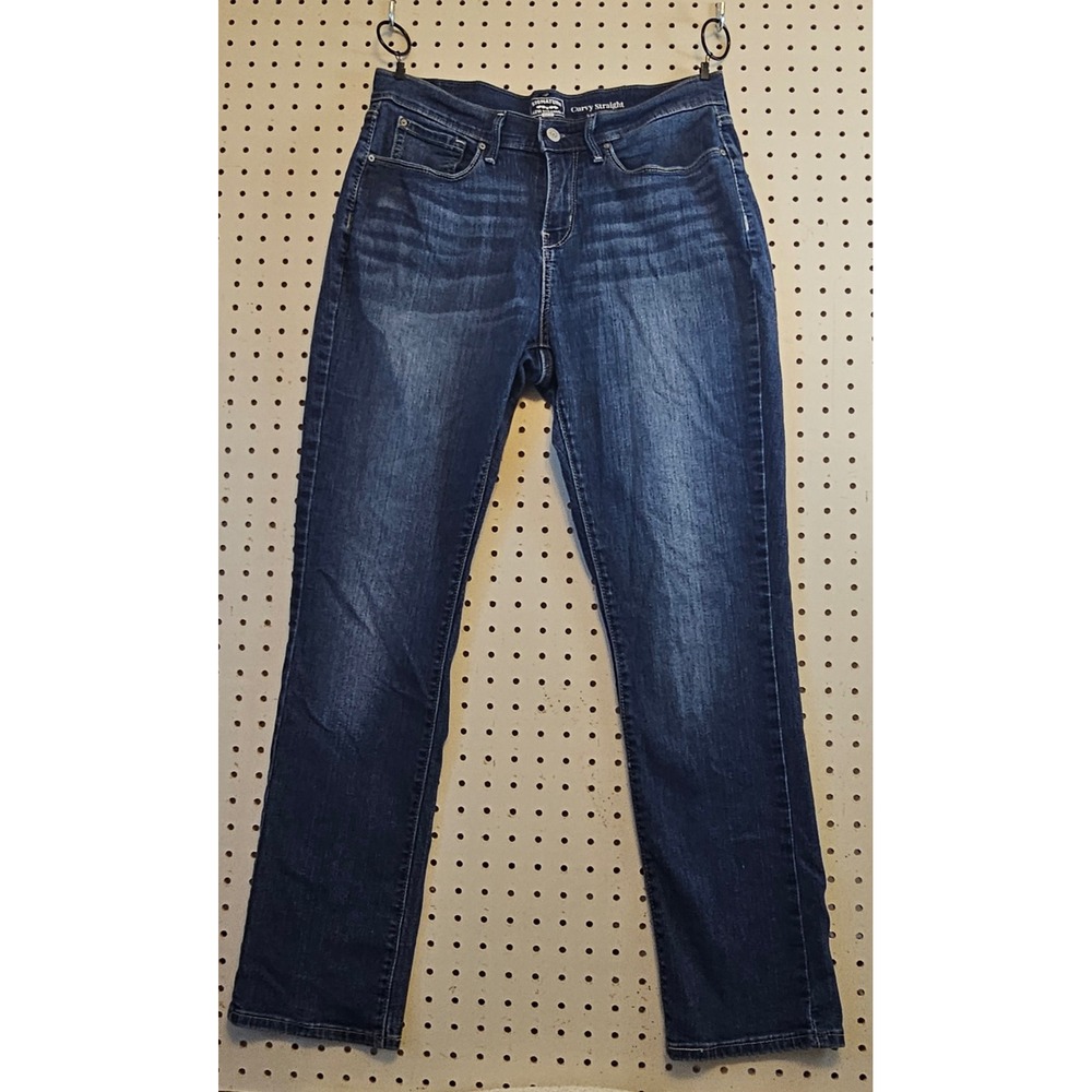 Signature Levi Strauss Gold Label Curvy Straight Jeans Dark Wash 10S W30 L30